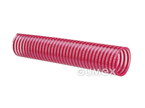 Potravinová tlakonasávacia hadica na tekuté požívatiny WINE, 76/84,2mm, 4bar/-0,6bar, PVC, -15°C/+60°C, transparentná/červená špirála